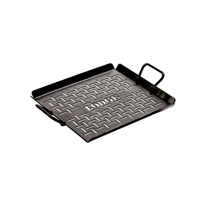 Lodge 13 x 12 Inch Seasoned Carbon Steel Grilling Basket